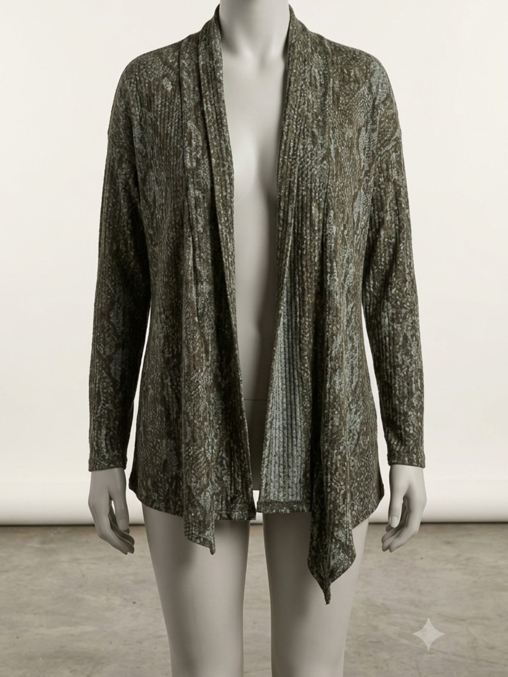 Time and Tru Charcoal Heather Open-Front Cardigan
